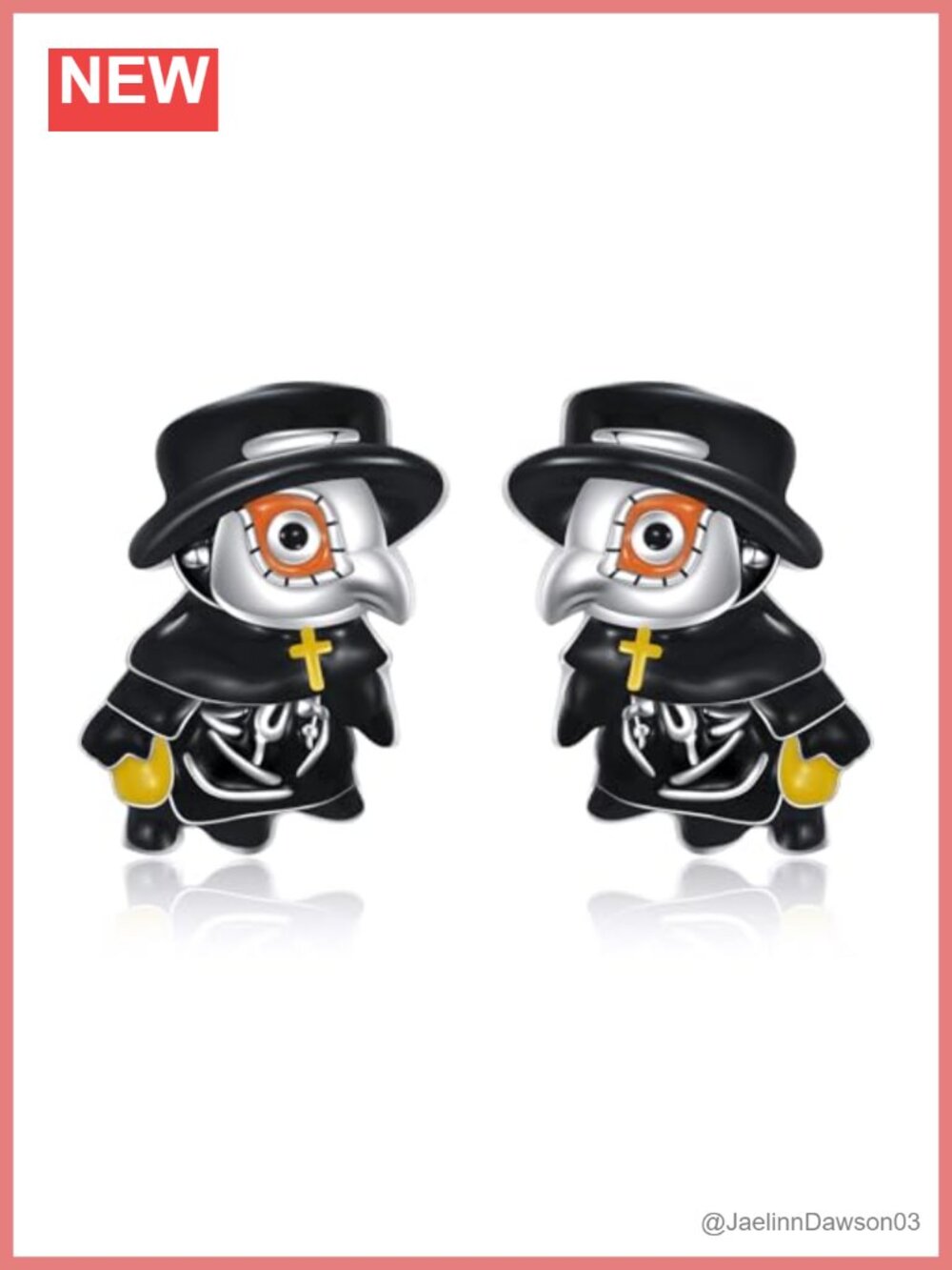 Plague Doctor Earrings Sterling Silver Gothic Studs